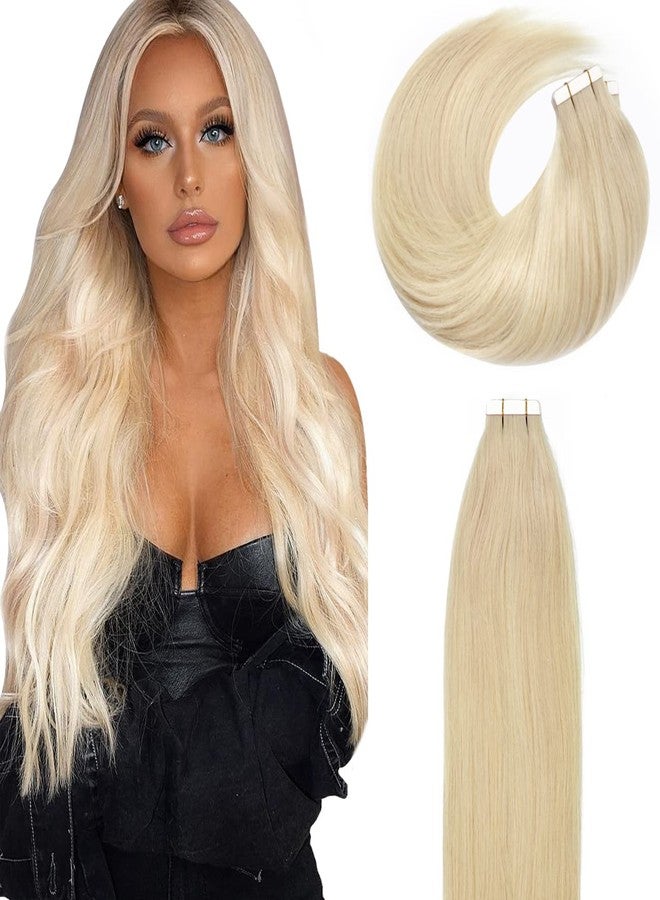 Lacer 22 Inch Hair Extensions Tape in Remy Human Hair Natural Platinum Blonde Color PU Skin Weft Double Side Real Human Hair Tape in Hair Extemsions 50g 20pcs/set - Image 1